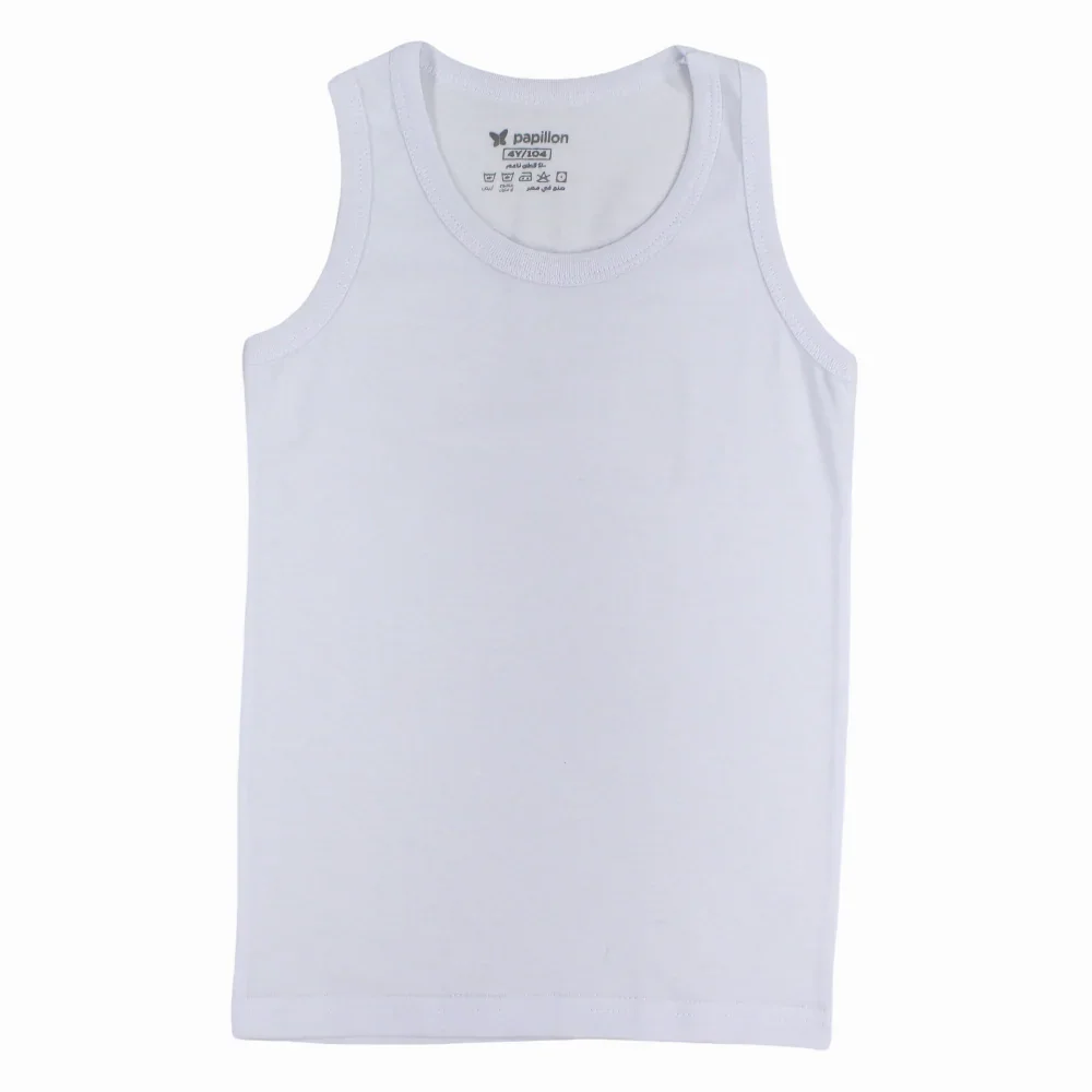 Boys Cotton Sleeveless Undershirt – White