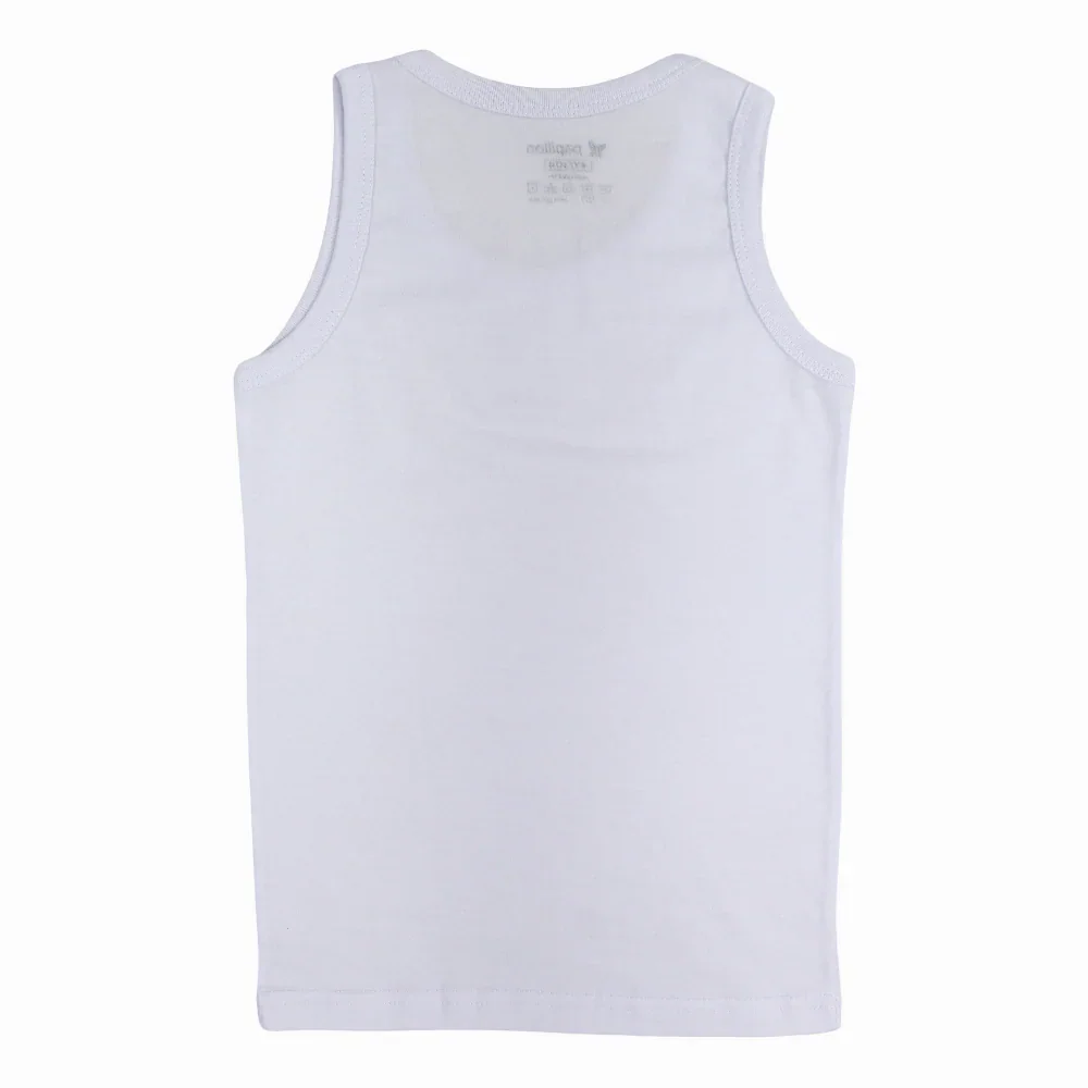 Boys Cotton Sleeveless Undershirt – White - Image 3