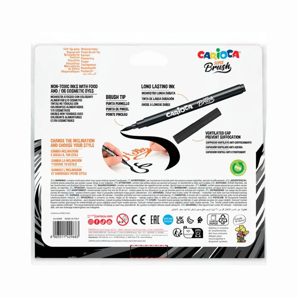 Carioca Pens With Brush Tip – 20 Colors - Image 2