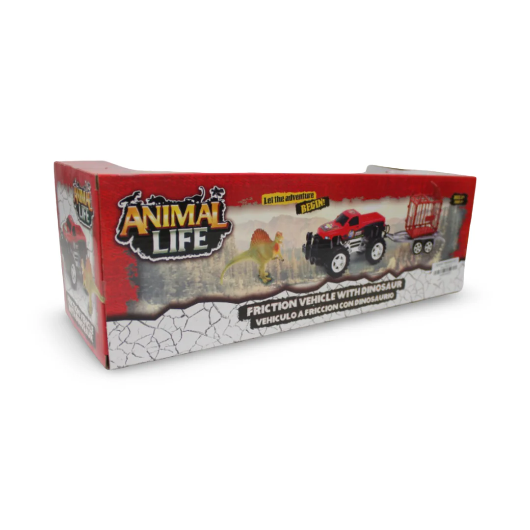 Animal Life Friction Vehicle with Dinosaur Toy Set – Red - Image 3