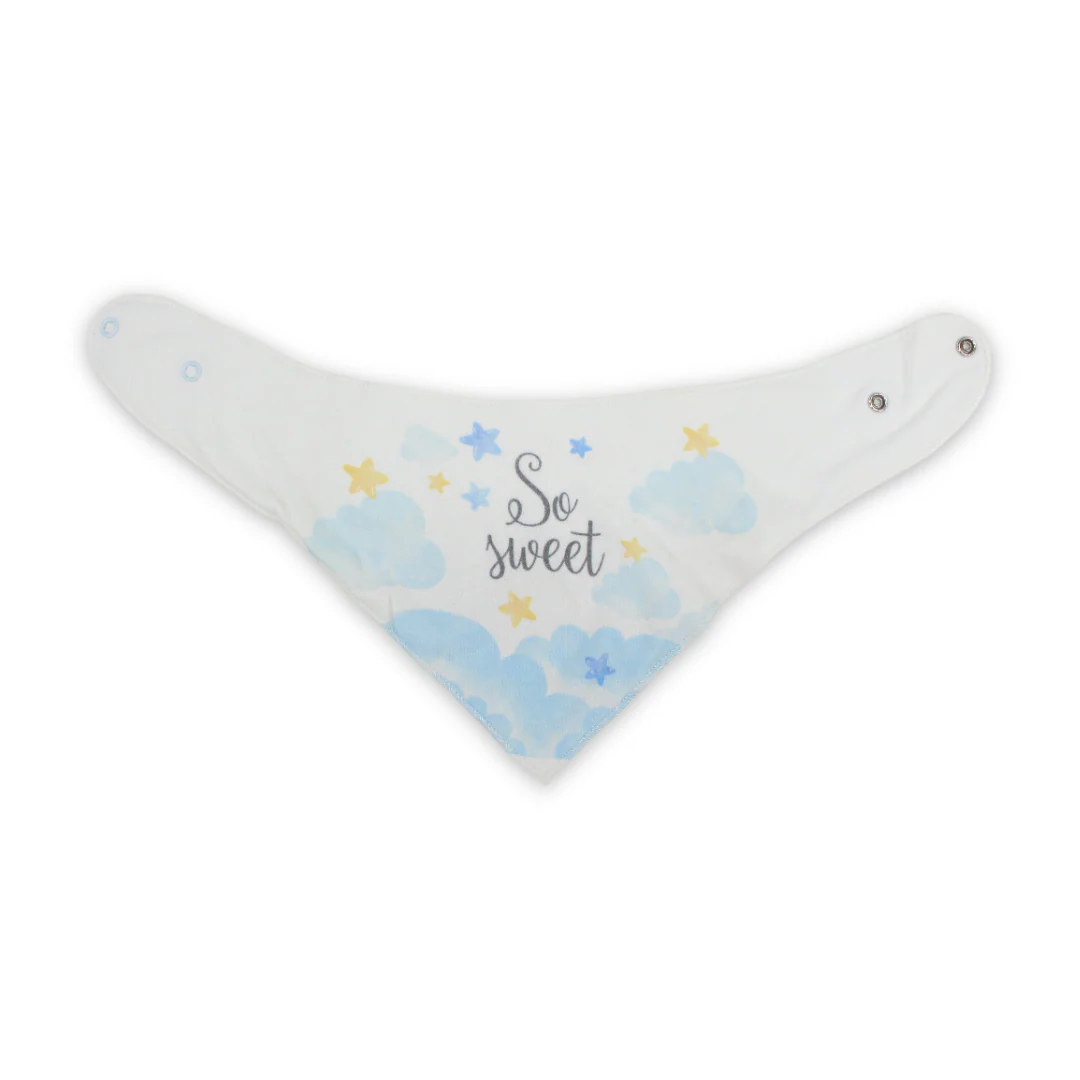 Cotton Baby Bib – White with "So Sweet" Print