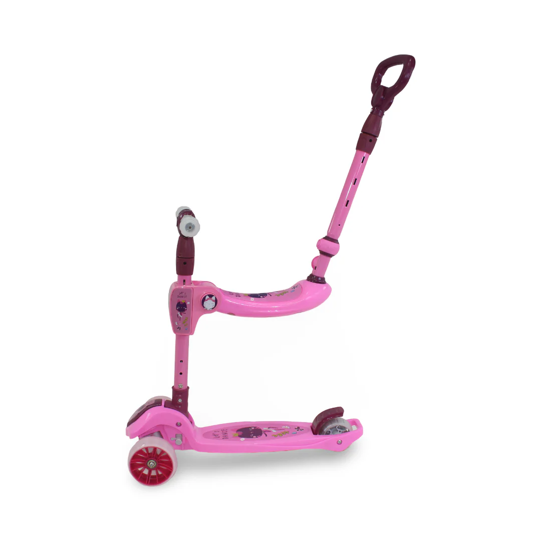 3A Plastic 3-wheel Scooter with Seat and Handle – Pink - Image 3