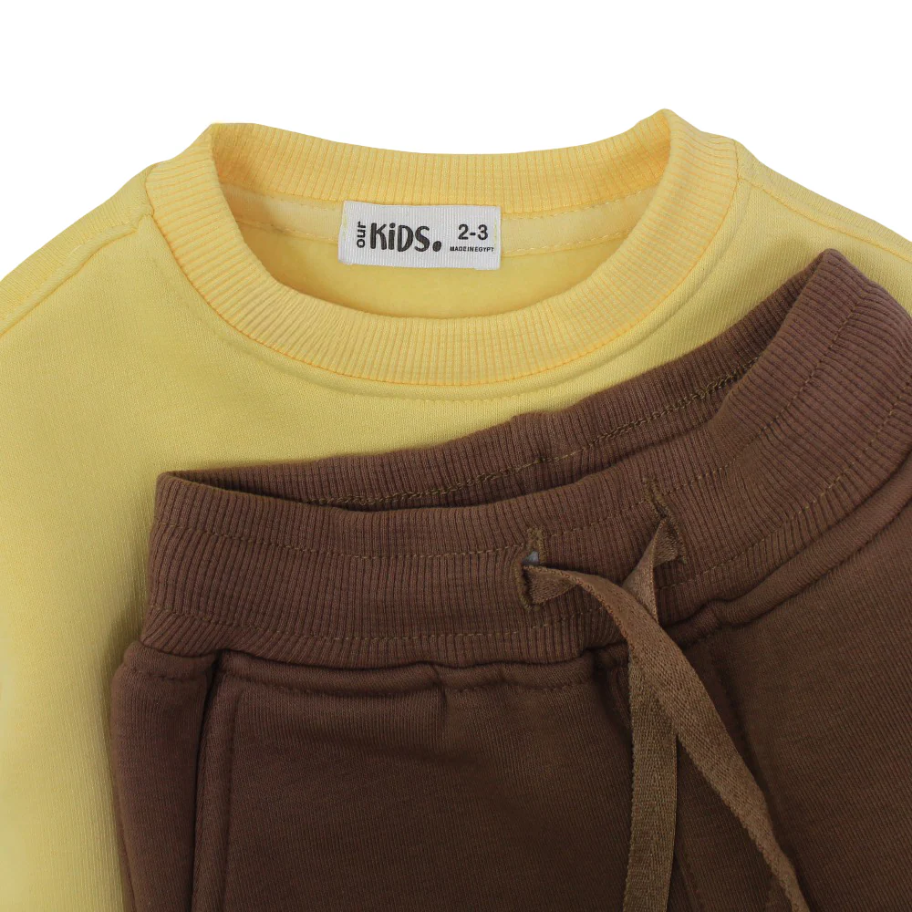 Boys Cotton Pajama Set – Yellow/Brown with "Basketball" Design - Image 7