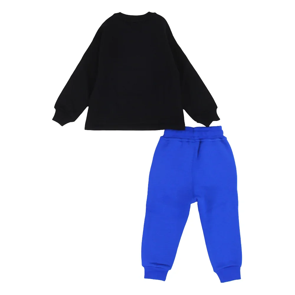 Boys Cotton Pajama Set – Black/Blue with Dino on a Skateboard Print - Image 8