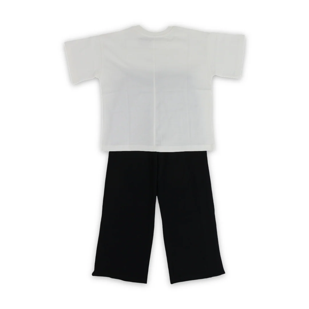 Girls Cotton Outfit Set – Off-White with Star Design - Image 2