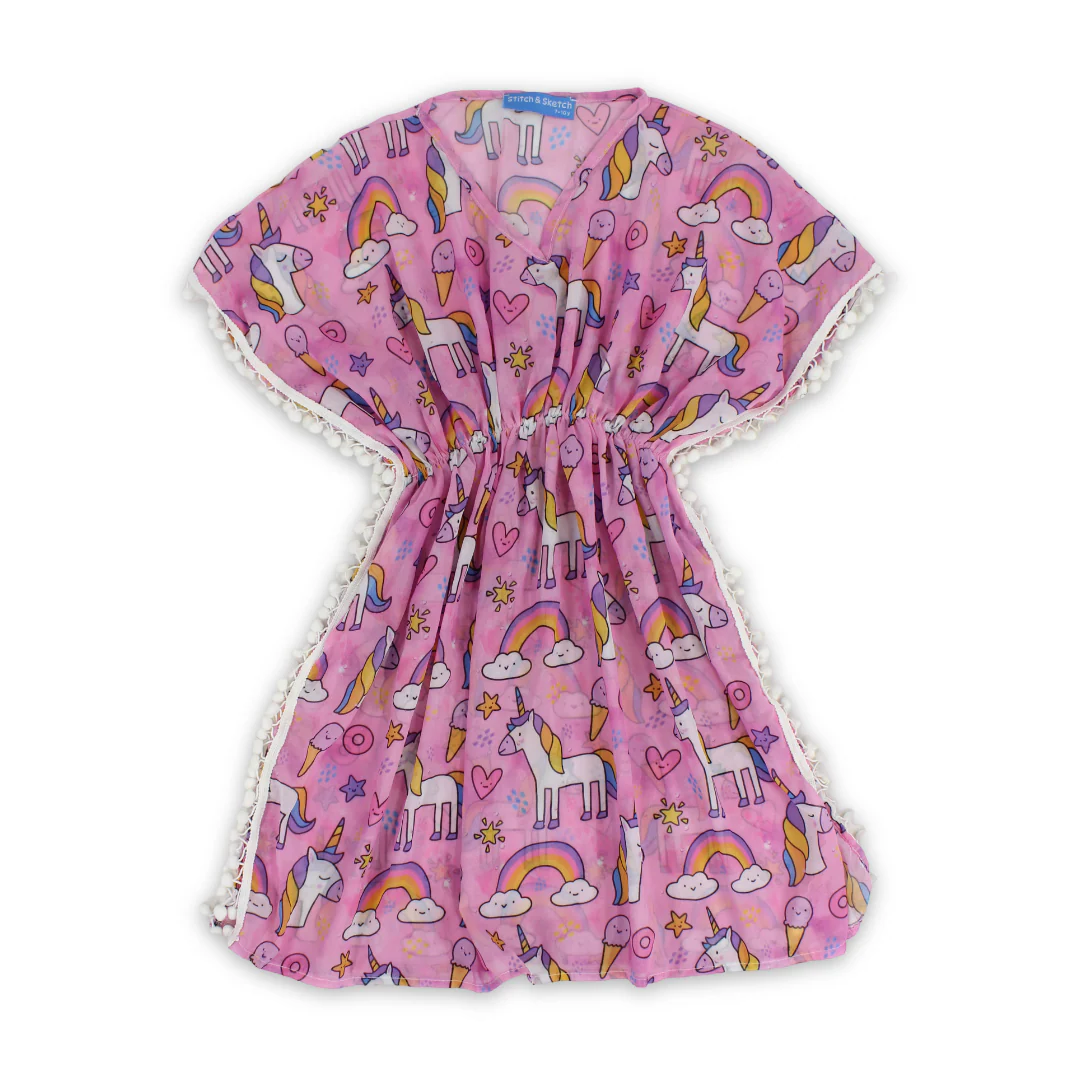 Girls Chiffon Cash Mayo – Pink with Unicorn Print