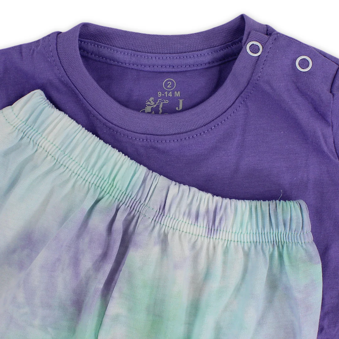 Baby Girls Cotton Pajama – Purple with "Mimi Bunny" Print - Image 3