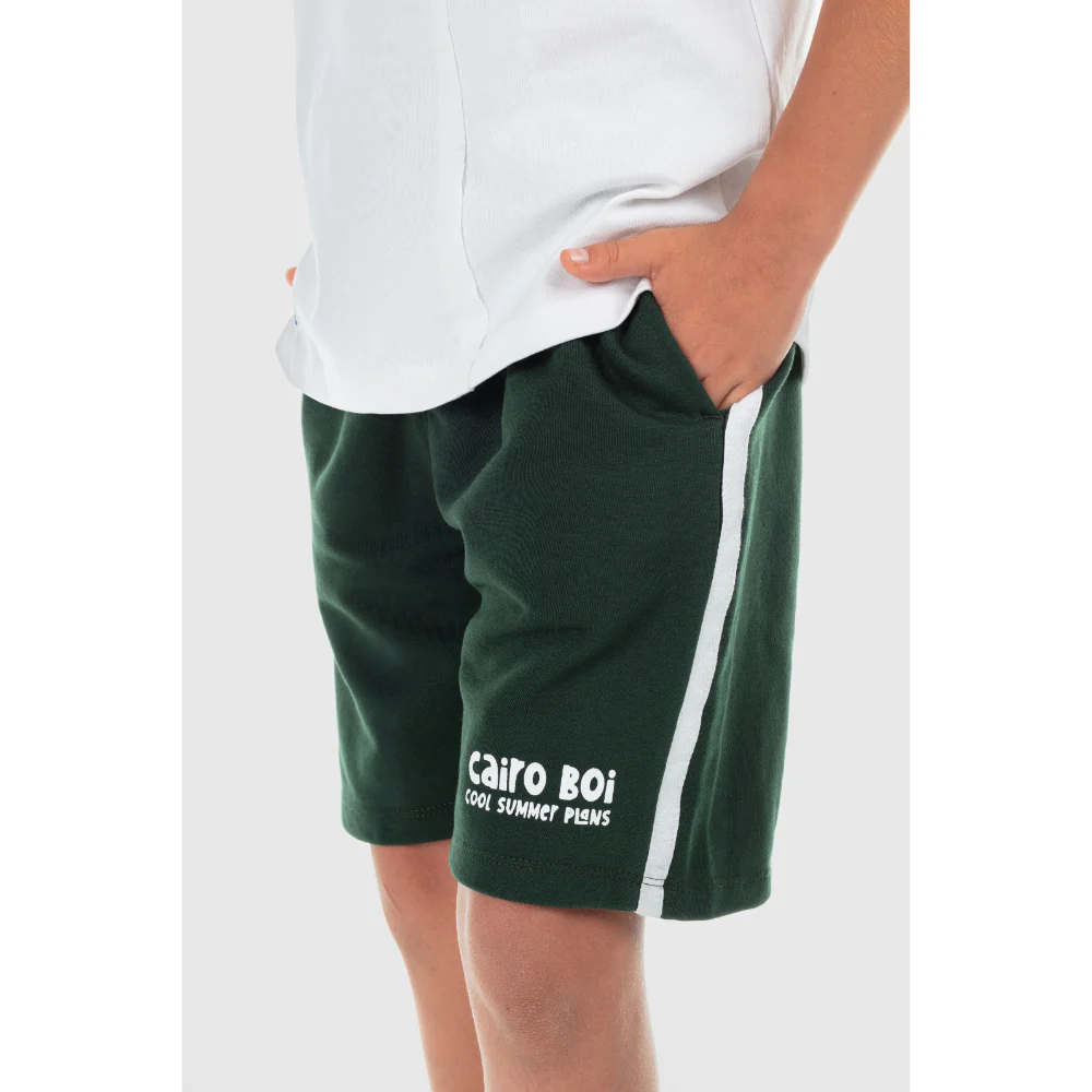 Boys Cotton Short – Olive with "Cairo Boi" Print - Image 2