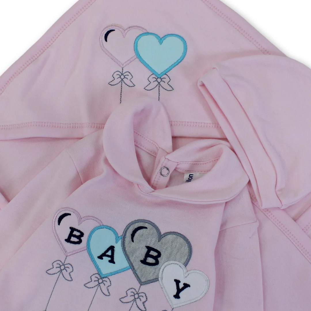 Baby Girls Cotton Gift Clothes Box "Baby Love" Embroidery - Image 3