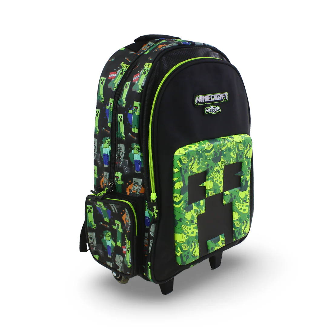 Smiggle Trolley Bag Minecraft Design 18 Inches – Black