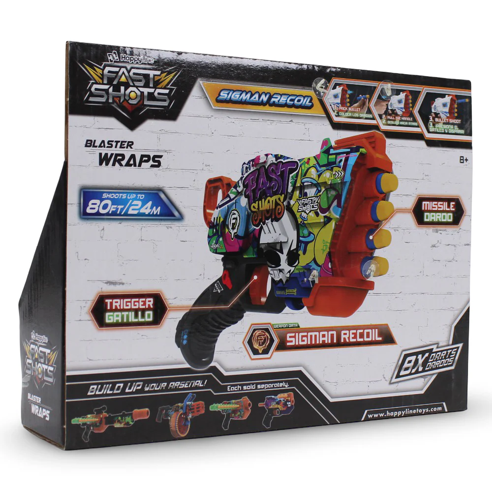 Happy Line Fast Shots Sigman Recoil Blaster Wraps Foam Launcher - 8 Foam Darts - Image 2