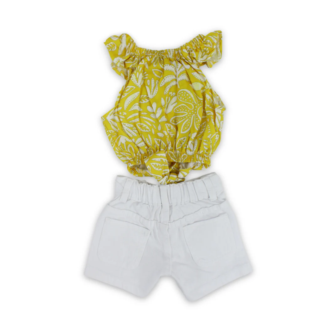 Girls Cotton Outfit Set – Yellow - Image 2