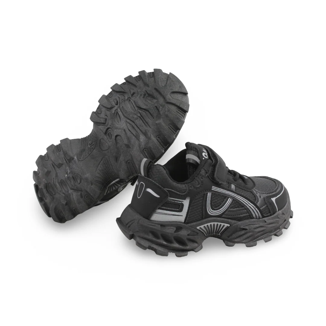 Unisex Kids Leather Sneakers – Black Wason - Image 3