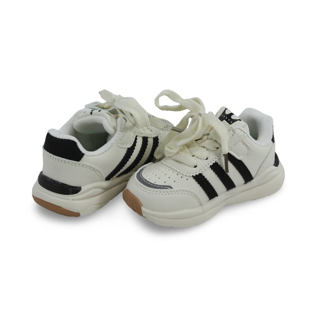 Unisex Baby Leather Sneakers – Black & White - Image 2