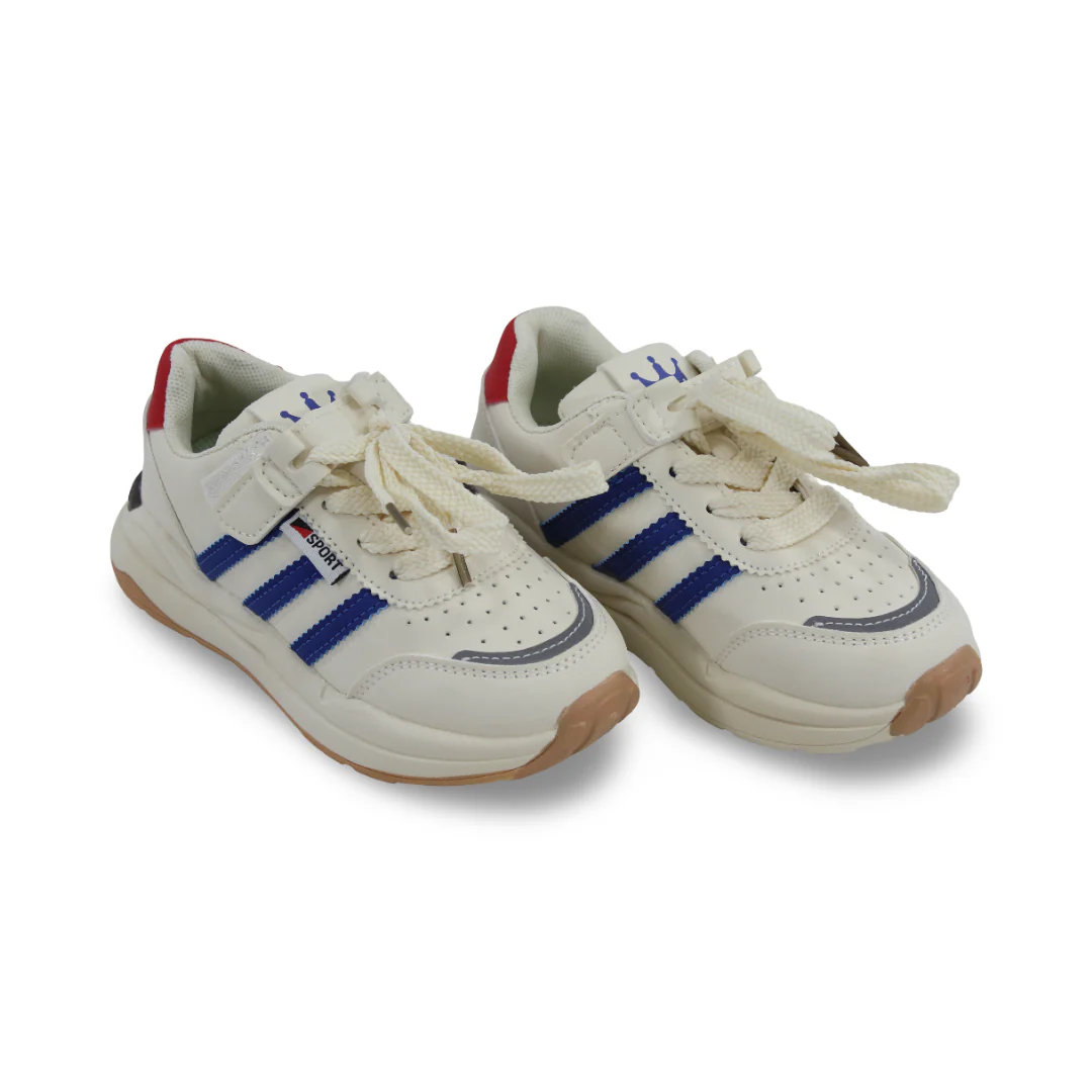 Unisex Kids Leather Sneakers – Blue & White