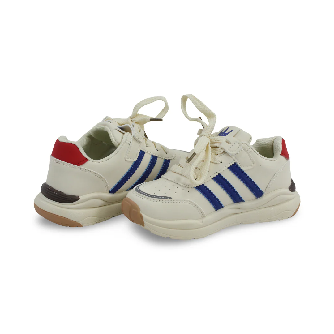 Unisex Kids Leather Sneakers – Blue & White - Image 2