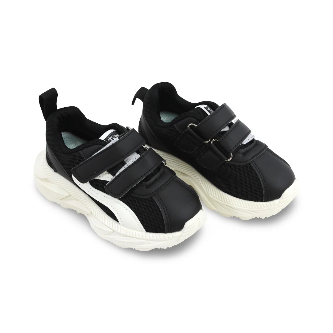 Unisex Baby Leather Sneakers – Black Tsming