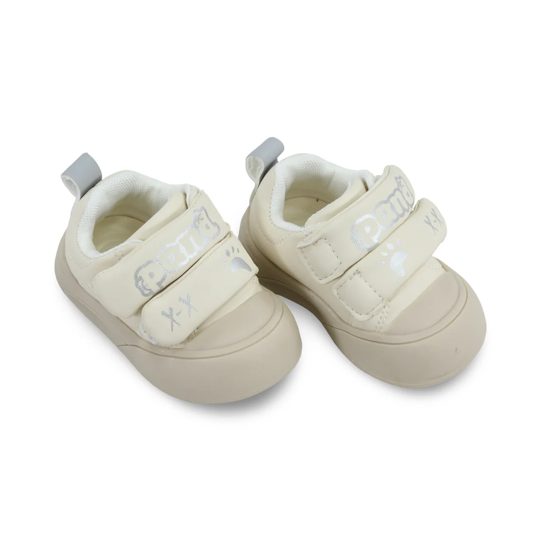 Baby Girls Leather Sneakers – Beige Panda