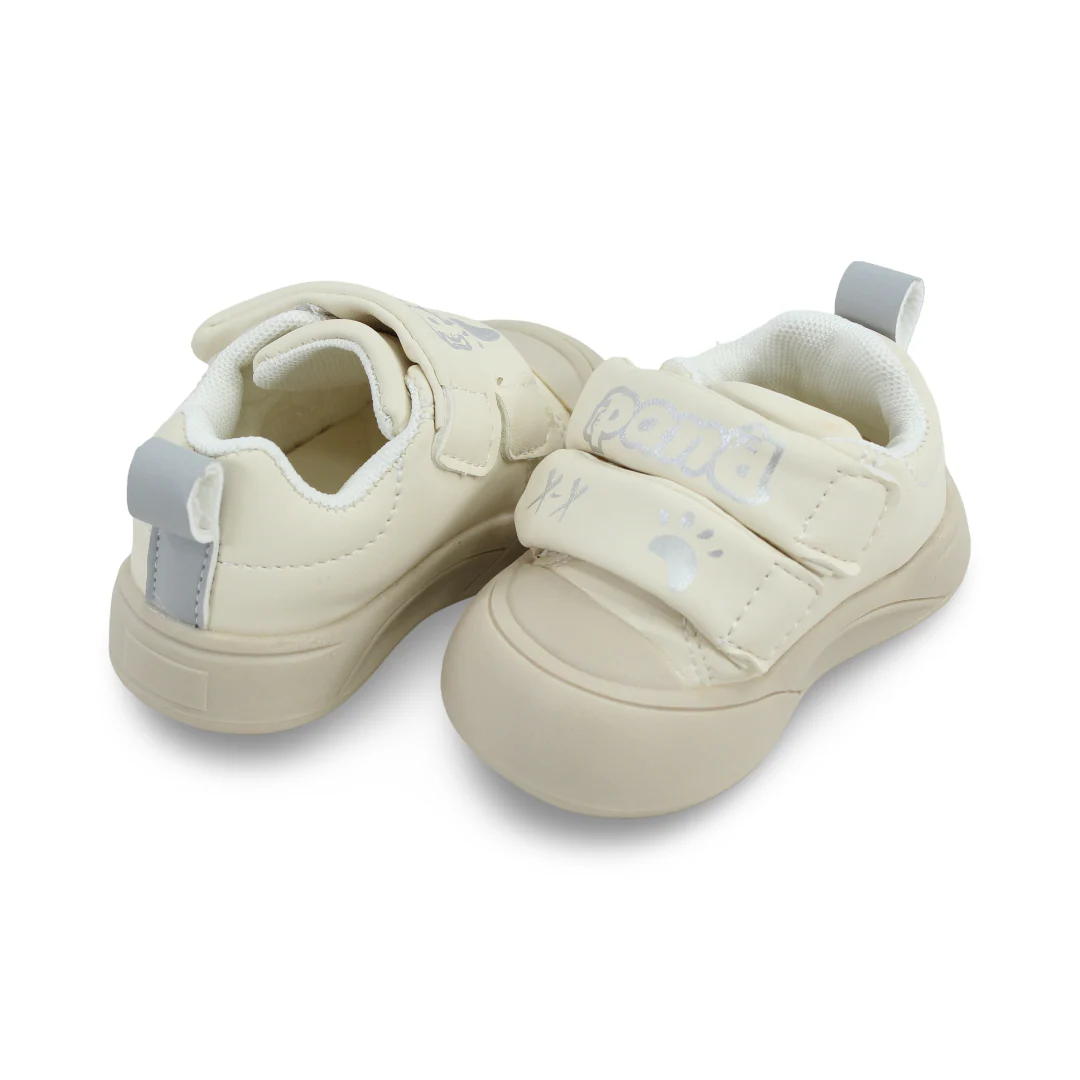 Baby Girls Leather Sneakers – Beige Panda - Image 2
