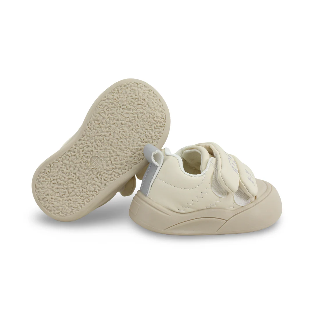 Baby Girls Leather Sneakers – Beige Panda - Image 3