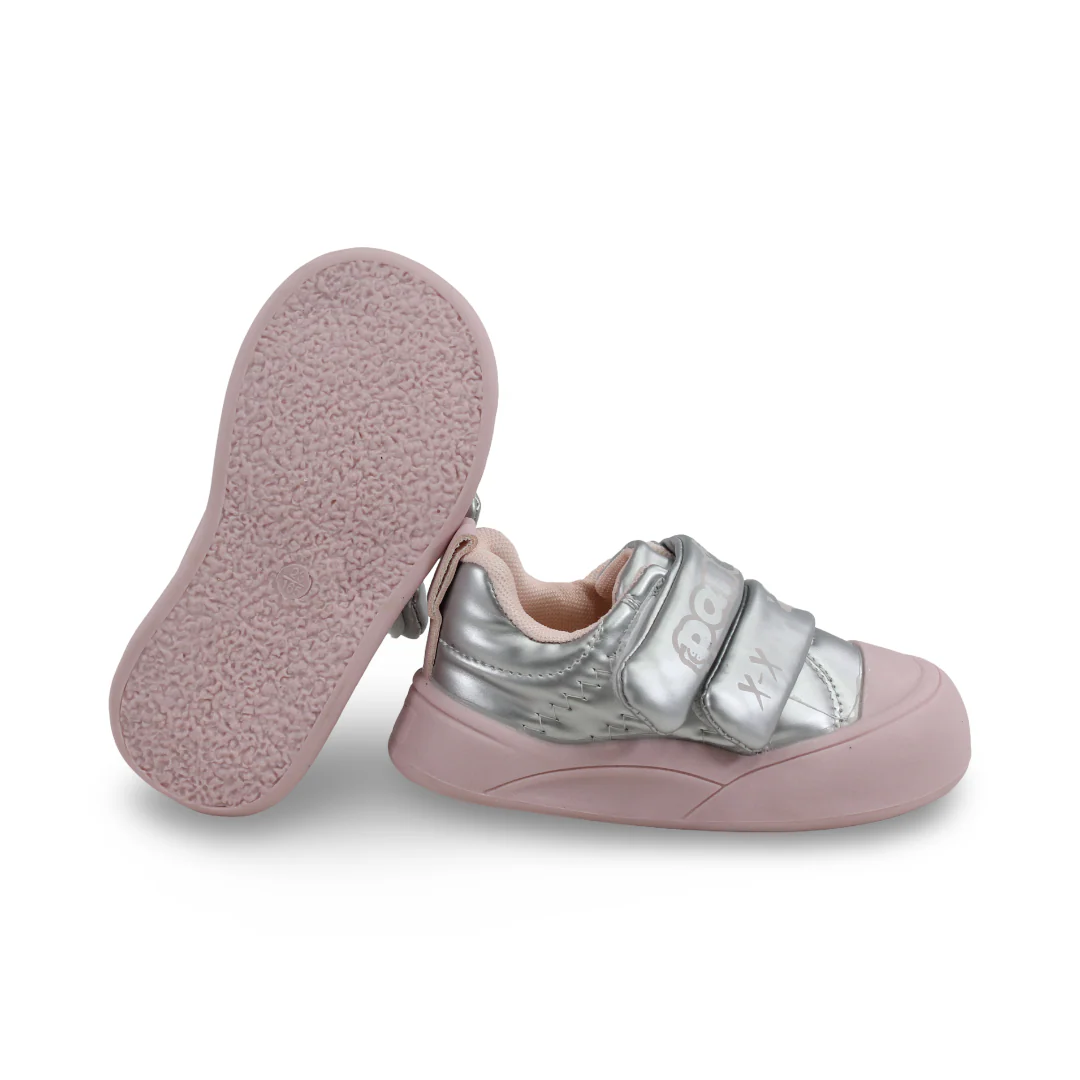 Baby Girls Leather Sneakers – Silver Panda - Image 3
