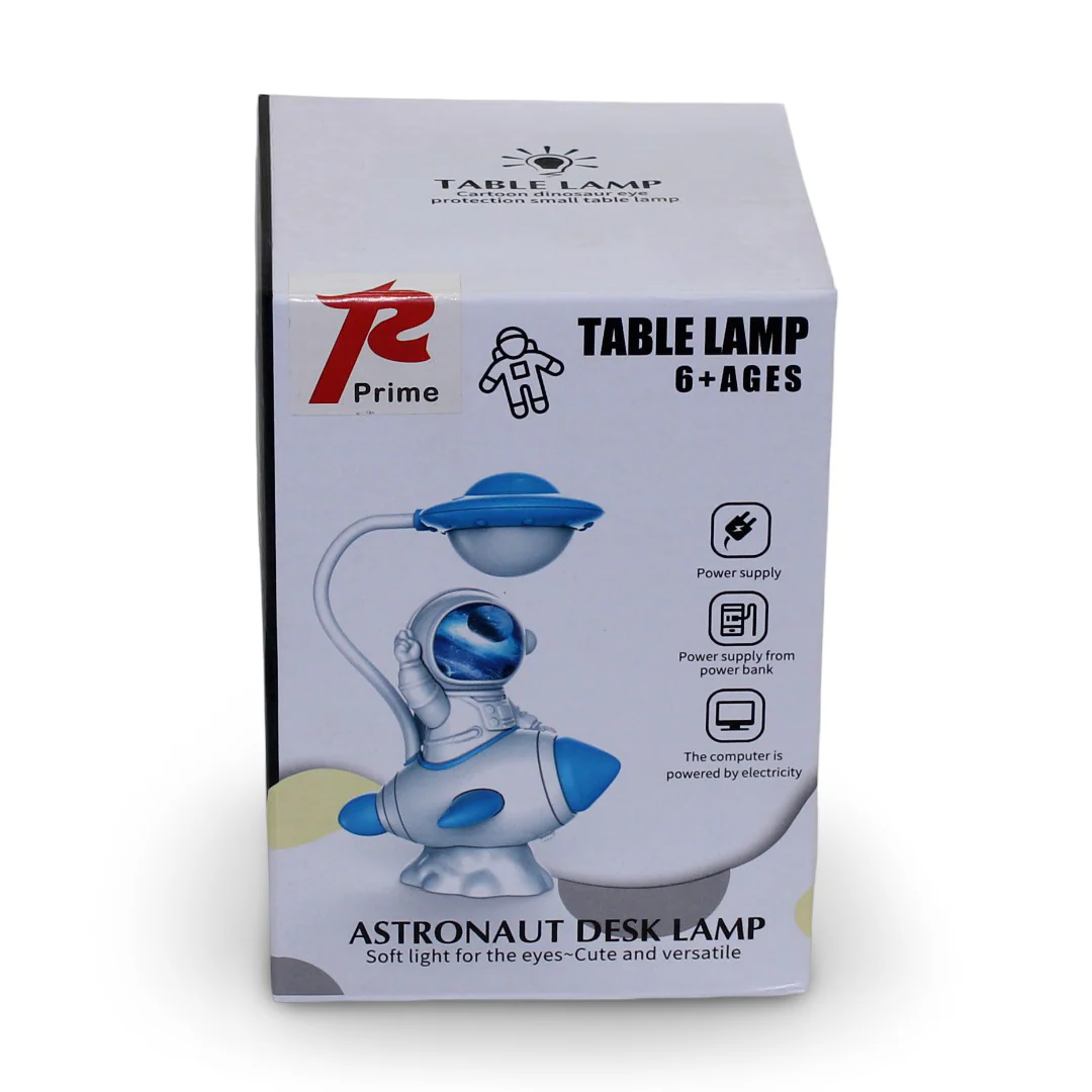 Prime Rechargeable Table Lamp – Blue with Astronaut Rocket Design - Image 2