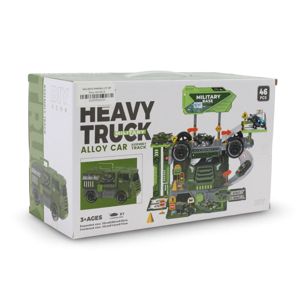 Heavy Truck Alloy Car Track Playset 46 Pcs – Green - Image 2