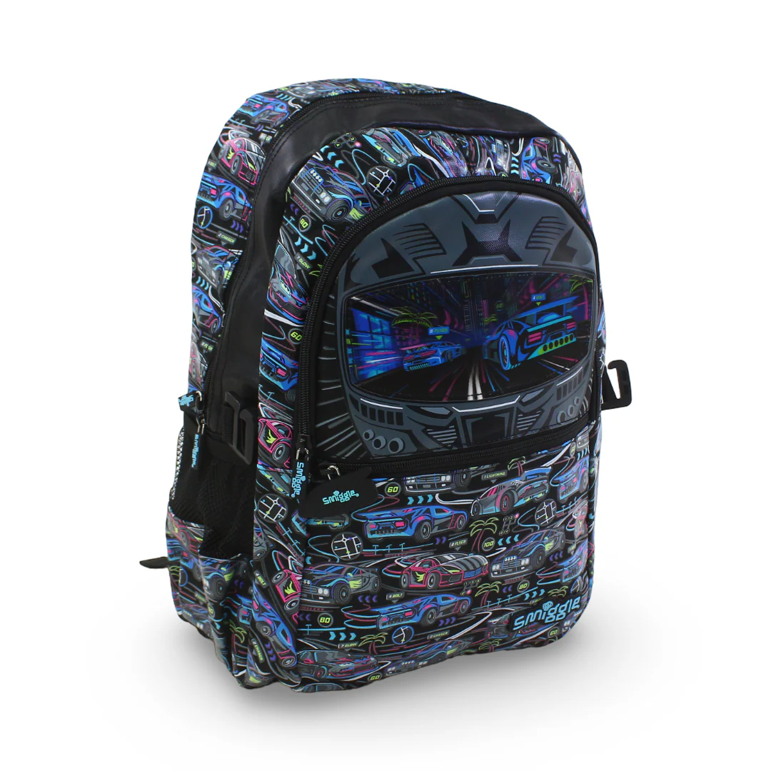 Smiggle Backpack Cars Design 17 Inches – Black