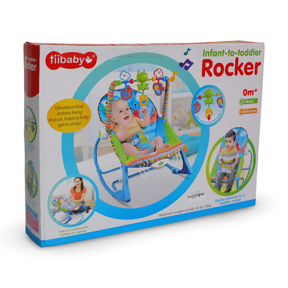 Tiibaby Infant-to-Toddler Rocker – Baby Blue & Green - Image 2