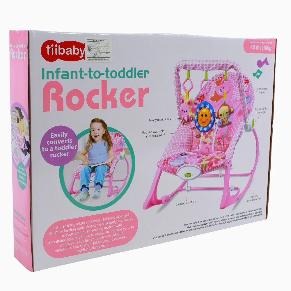 Baby Rocker with Toys and Music – Pink - Image 2