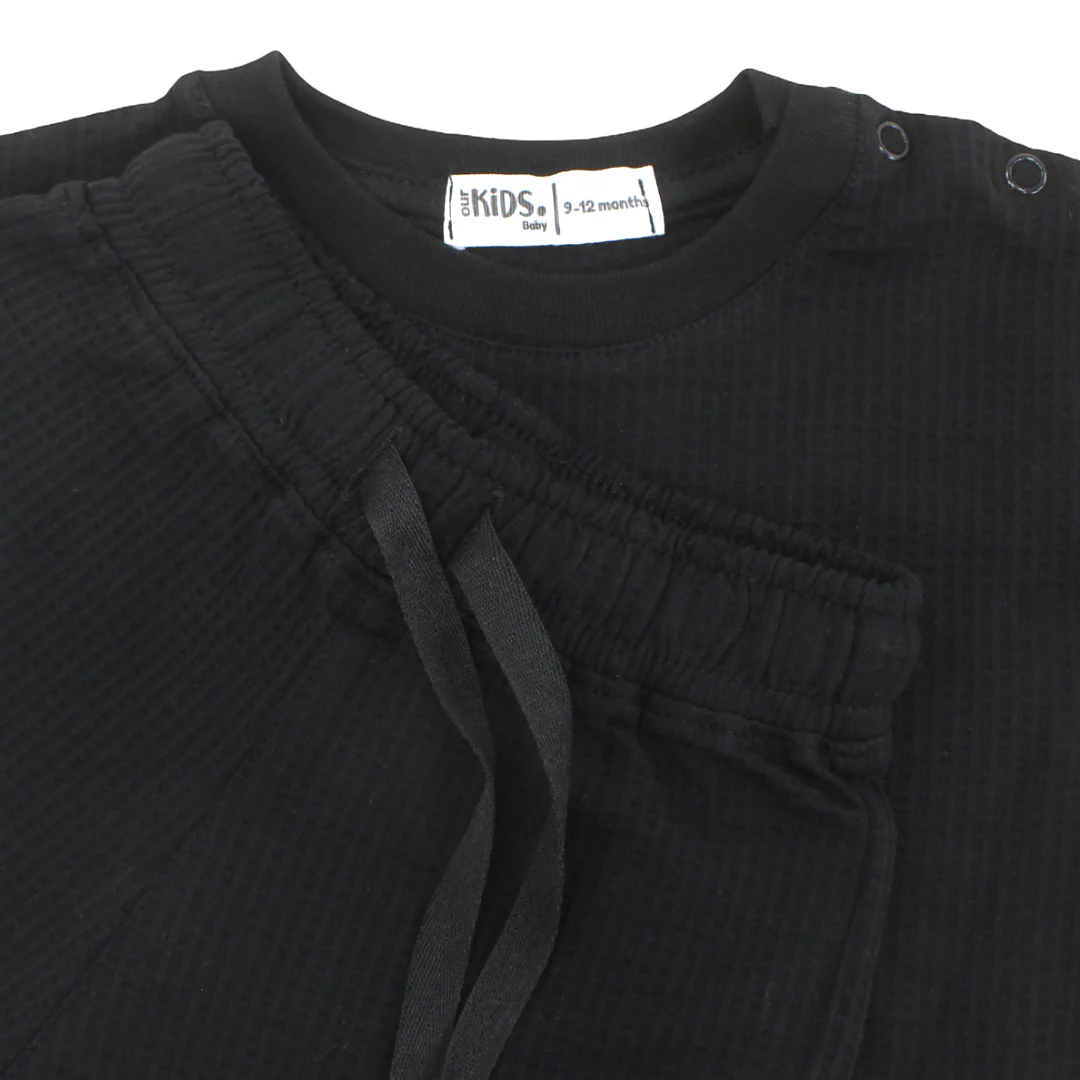 Baby Boys Cotton Pajama Set – Black with "Little Boy Big Dream" Print - Image 6