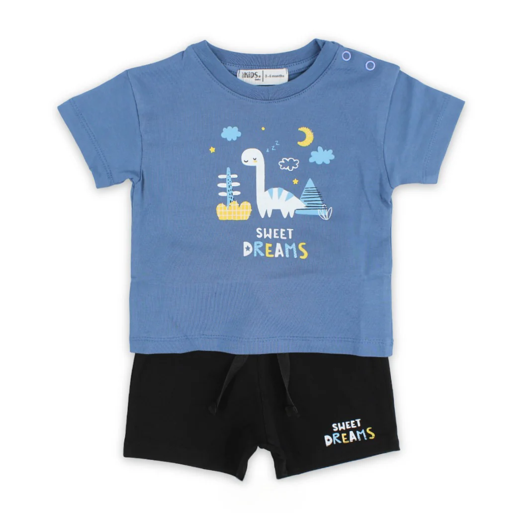Baby Boys Cotton Pajama – Indigo with "Sweet Dreams" Print