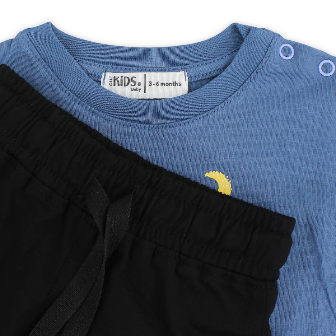 Baby Boys Cotton Pajama – Indigo with "Sweet Dreams" Print - Image 3