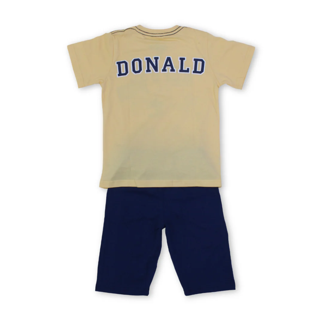 Boys Cotton Pajama – Yellow & Navy with Donald Duck Print - Image 2