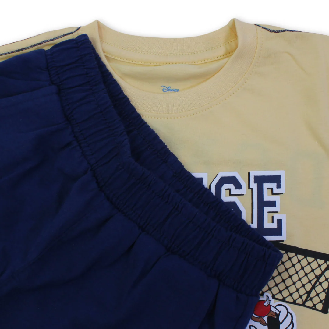 Boys Cotton Pajama – Yellow & Navy with Donald Duck Print - Image 3