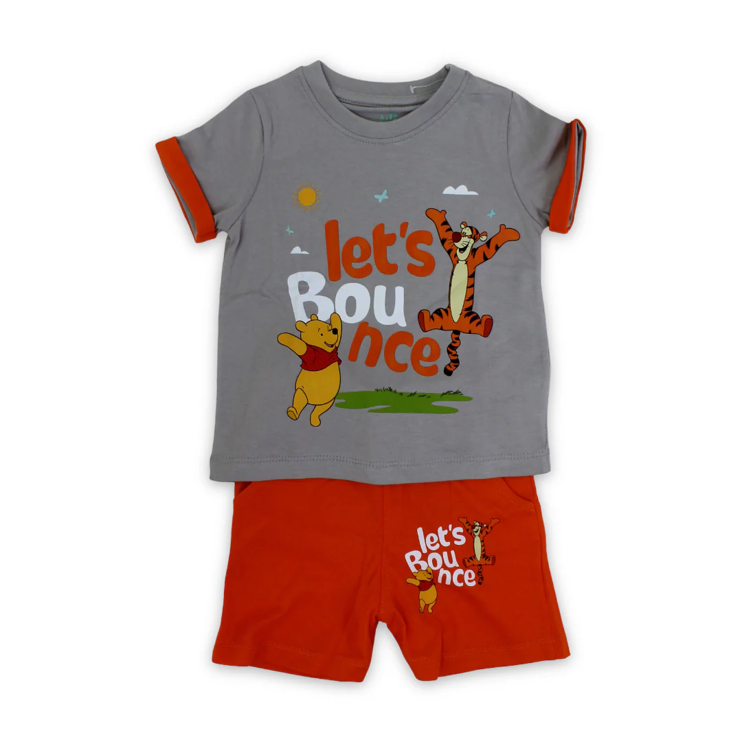 Baby Boys Cotton Pajama – Pooh & Tigger Print