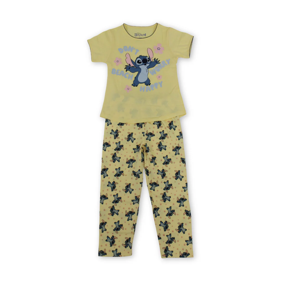 Girls Cotton Pajama – Stitch Print