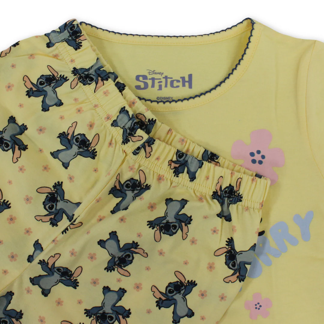 Girls Cotton Pajama – Stitch Print - Image 3