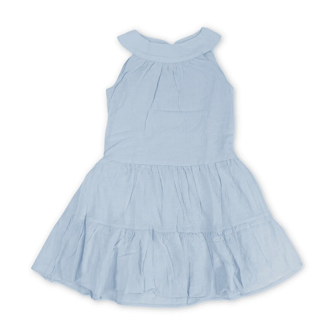 Girls Cotton Sleeveless Dress – Baby Blue