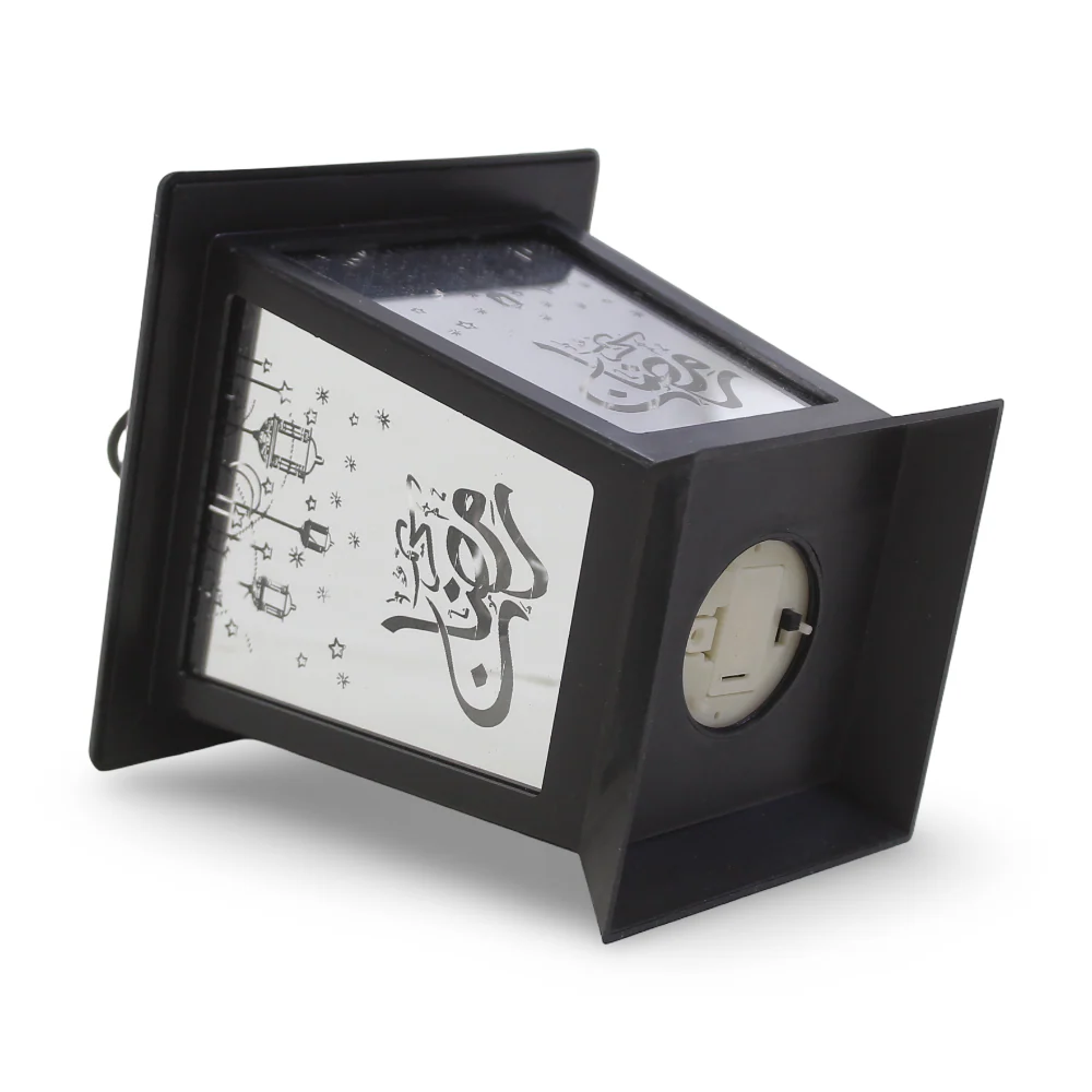 Ramadan Acrylic Lantern – Black with Mirror Glass & LED Candle - Image 2