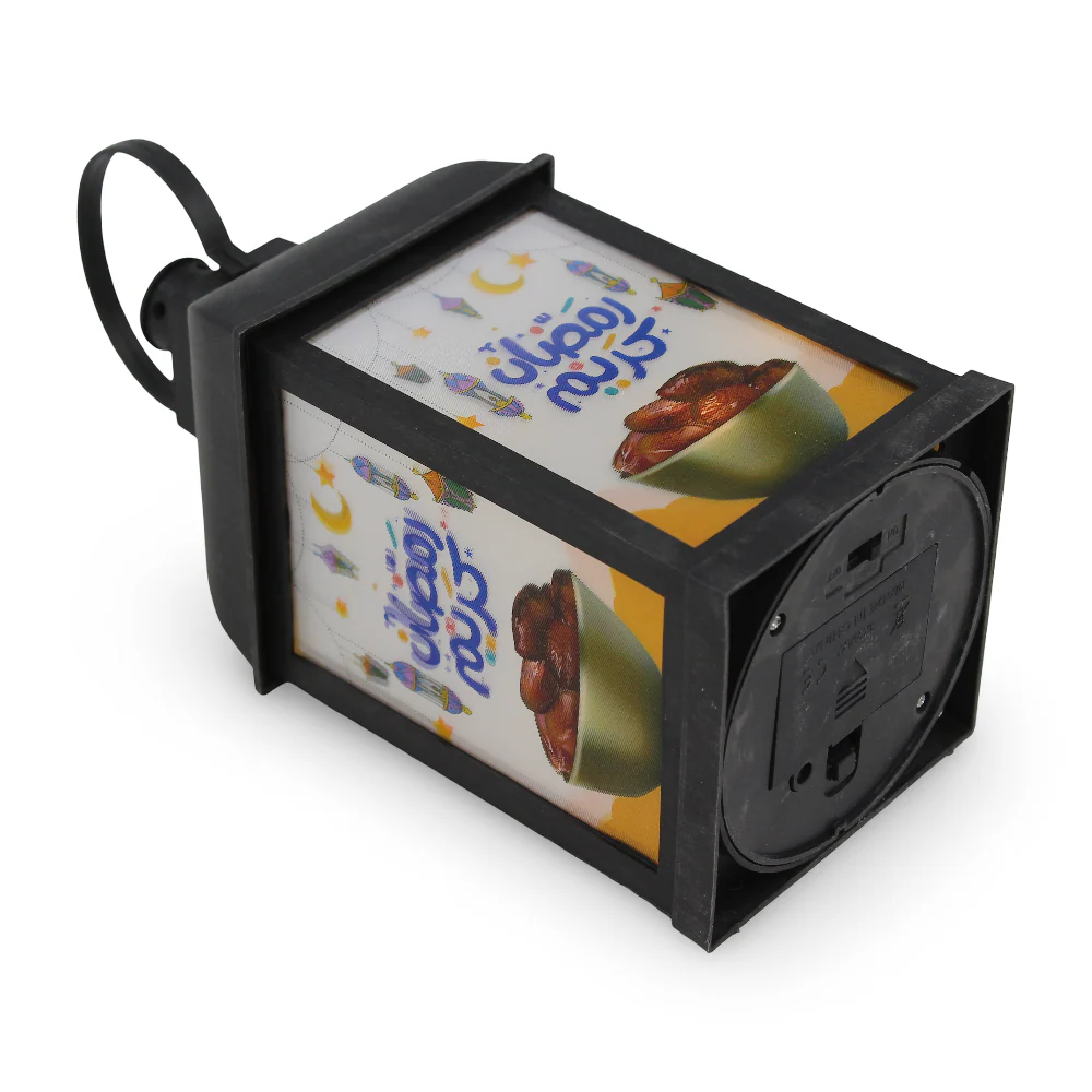 Acrylic Ramadan Lantern with Frosted Panels - Black - Image 2