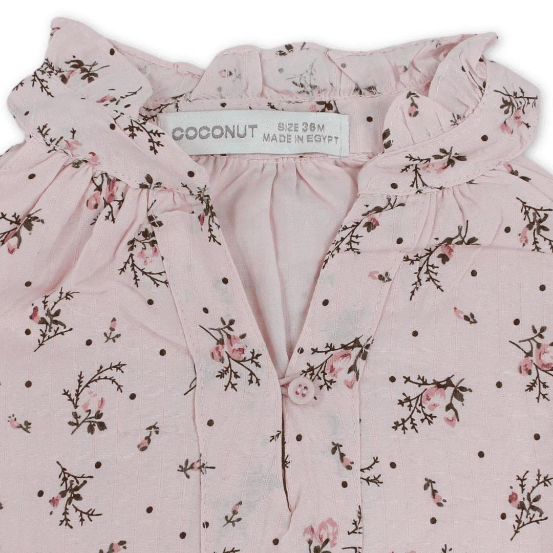 Girls Cotton Sleeveless Dress – Pink with Flowers Print - Image 3