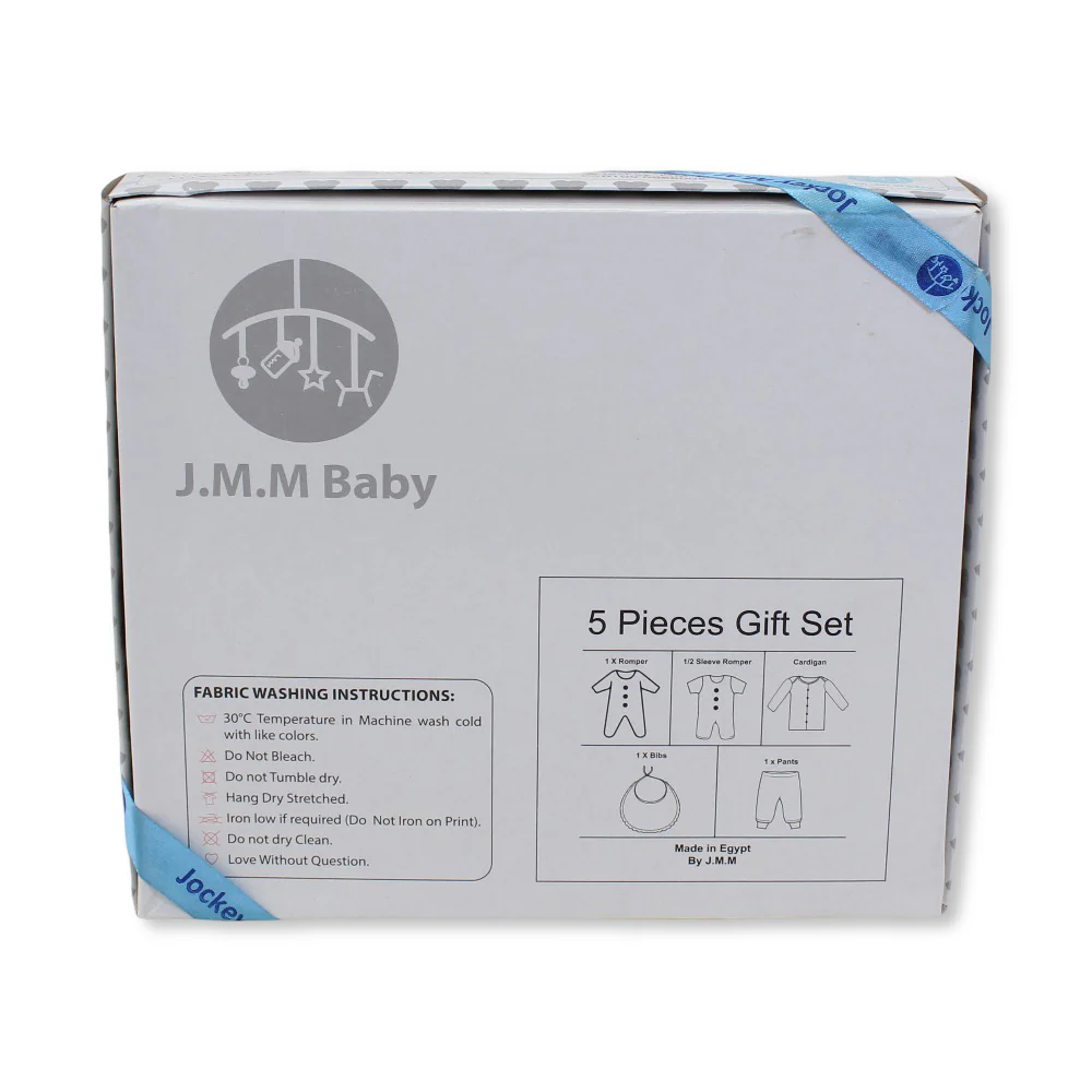 Baby Boys Cotton Gift Clothes Box 5 Pcs – Blue with Fox & Hedgehog Print (0-3m) - Image 2