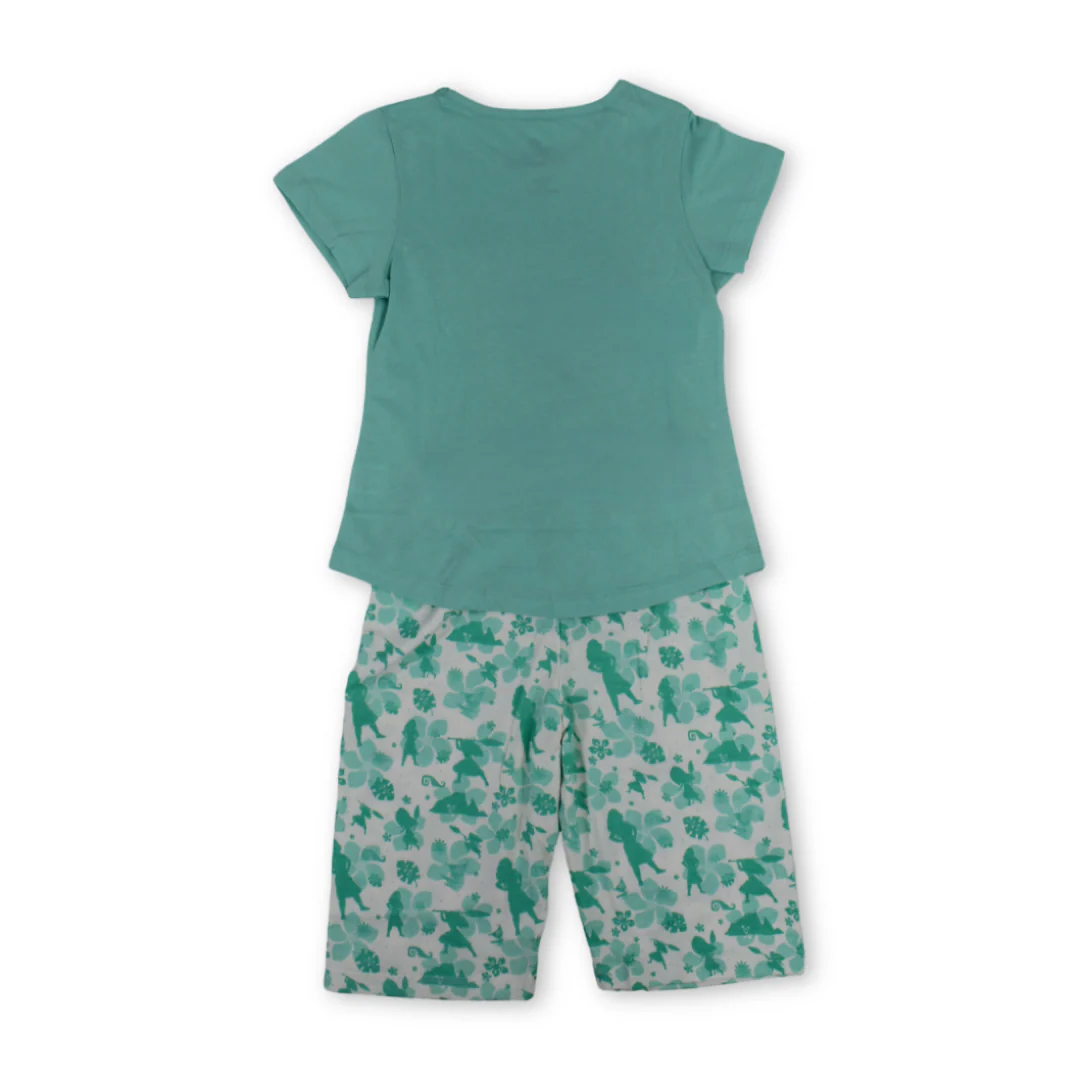 Girls Cotton Pajama – Aqua with Moana Print - Image 2