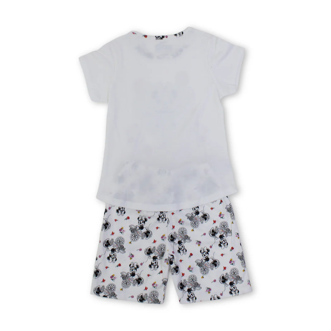 Girls Cotton Pajama – Off-White with Minnie Mouse Print - Image 2
