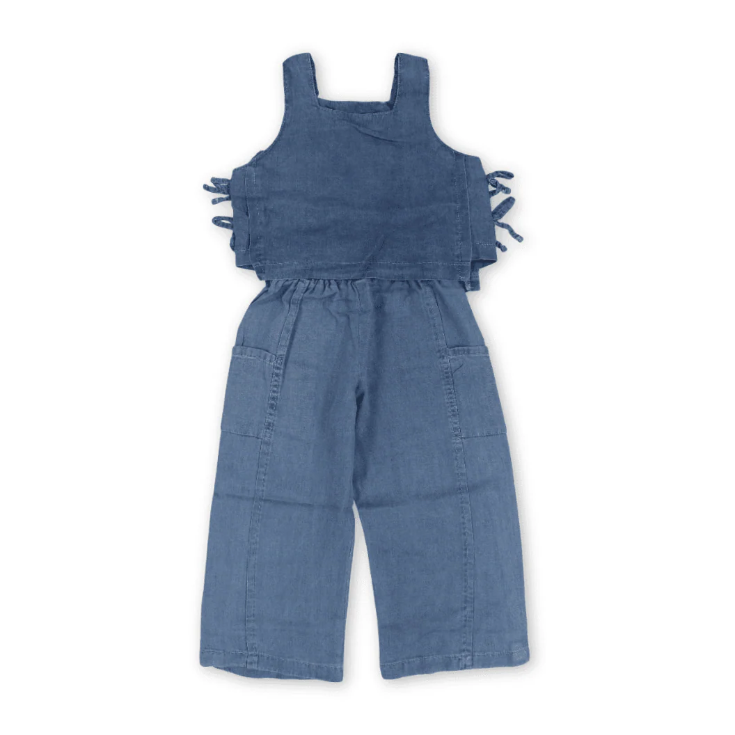 Girls Cotton Denim Outfit Set – Dark Blue