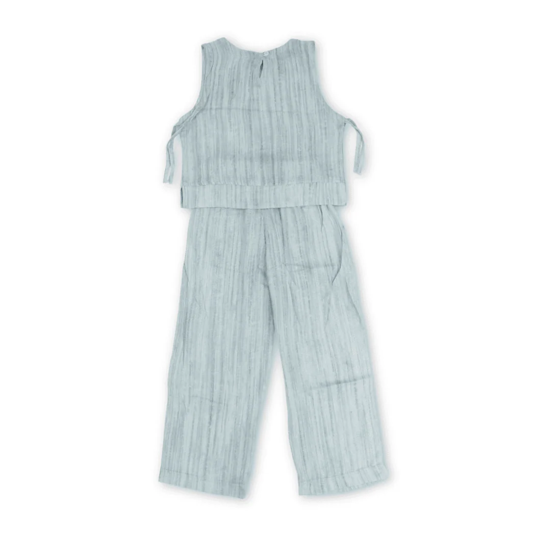 Girls Cotton Outfit Set – Baby Blue - Image 2