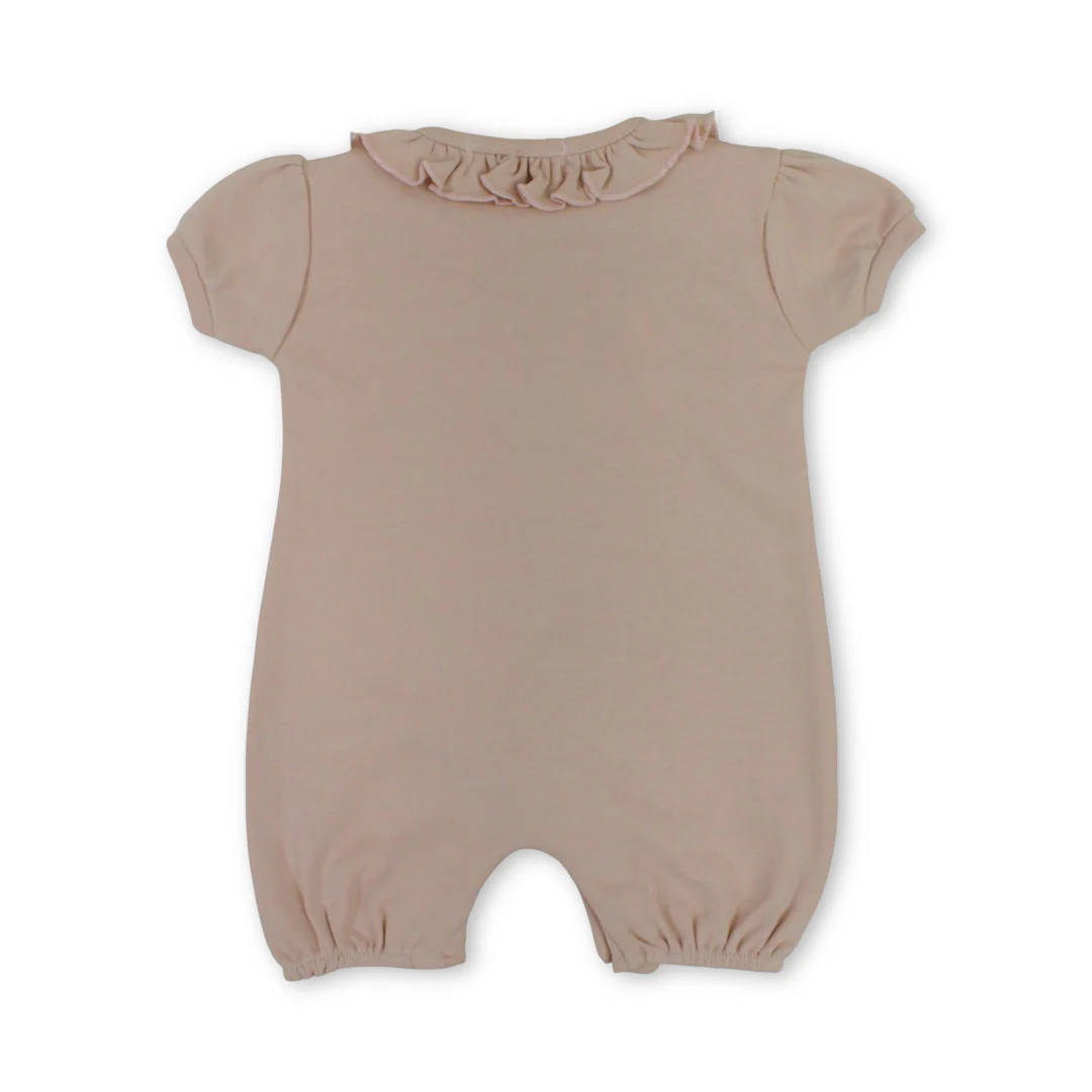 Baby Girls Cotton Romper – Dusty Pink with Rabbit Print - Image 2