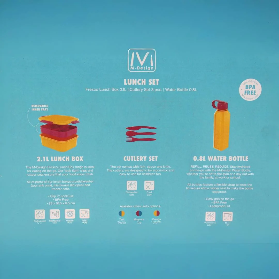M-Design Lunch Set – 2.1 L Teal/Orange - Image 4