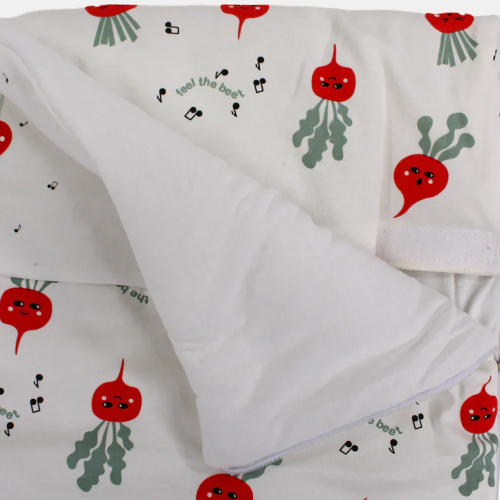 Unisex Baby Sleeping Bag - Off-white with Feel the Beet Design - Image 3